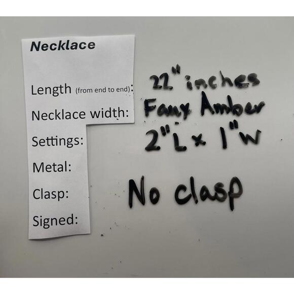 Orange Beaded Necklace with Amber Teardrop Pendant - Picture 6 of 6